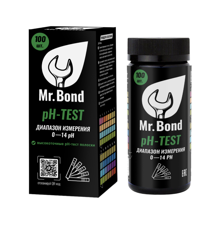 Набор pH тест-полосок MR.BOND PH-TEST. pH Регулирование. Тест полоски для  измерения pH в диапазоне 0-14... Производитель Россия